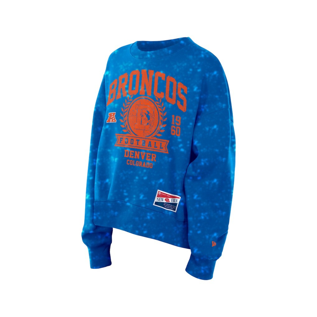 Denver Broncos New Era Women's Throwback Oversized Boxy Sweatshirt - Royal Sweatshirts