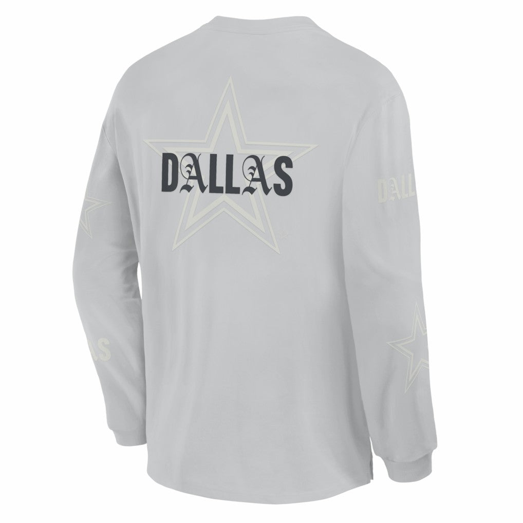 Dallas Cowboys Oversized Type Play Long Sleeve T-Shirt - Gray T-shirts