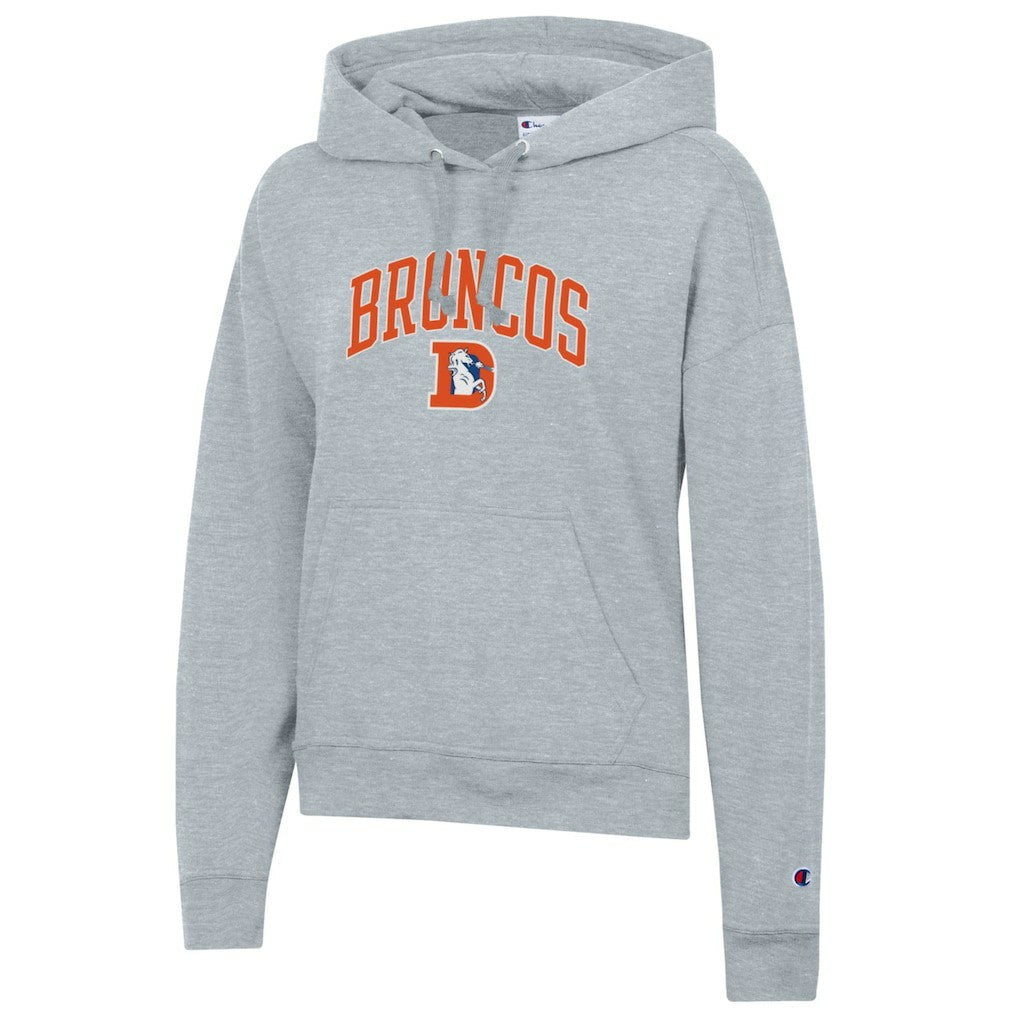 Denver Broncos Champion Women's Powerblend Hoodie - Heather Gray Hoodies