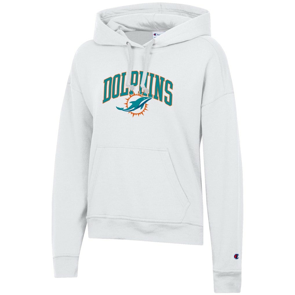 Miami Dolphins Champion Women's Powerblend Hoodie - White Hoodies