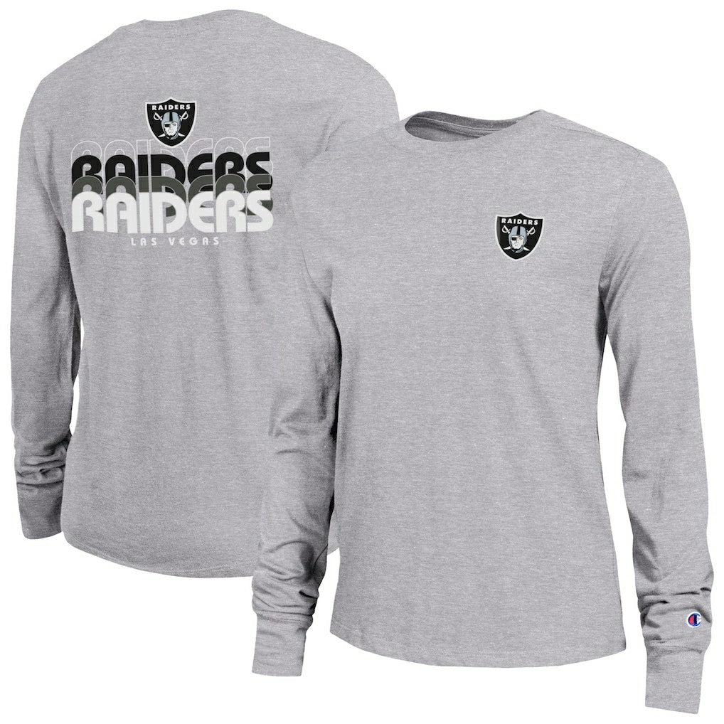 Las Vegas Raiders Champion Women's Core Long-Sleeve T-Shirt - Heather Gray T-shirts