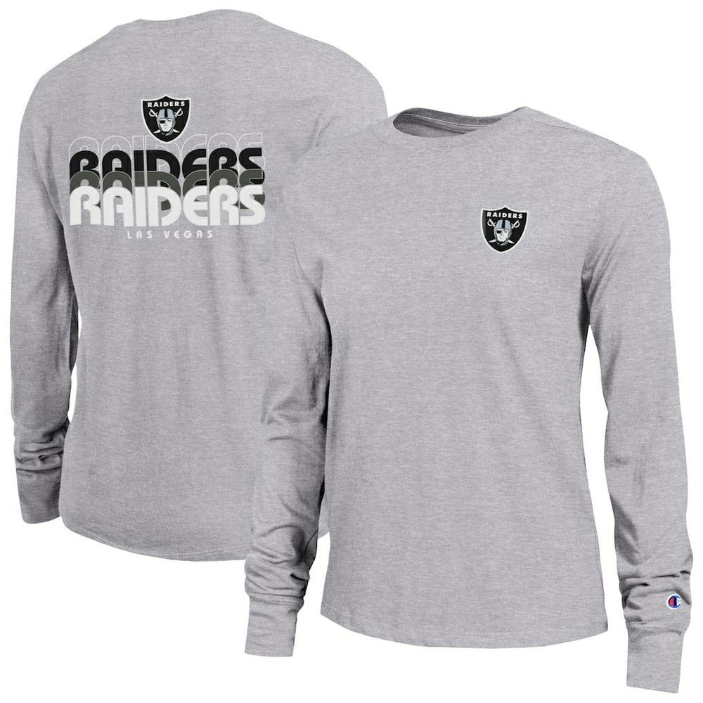 Las Vegas Raiders Champion Women's Core Long-Sleeve T-Shirt - Heather Gray T-shirts