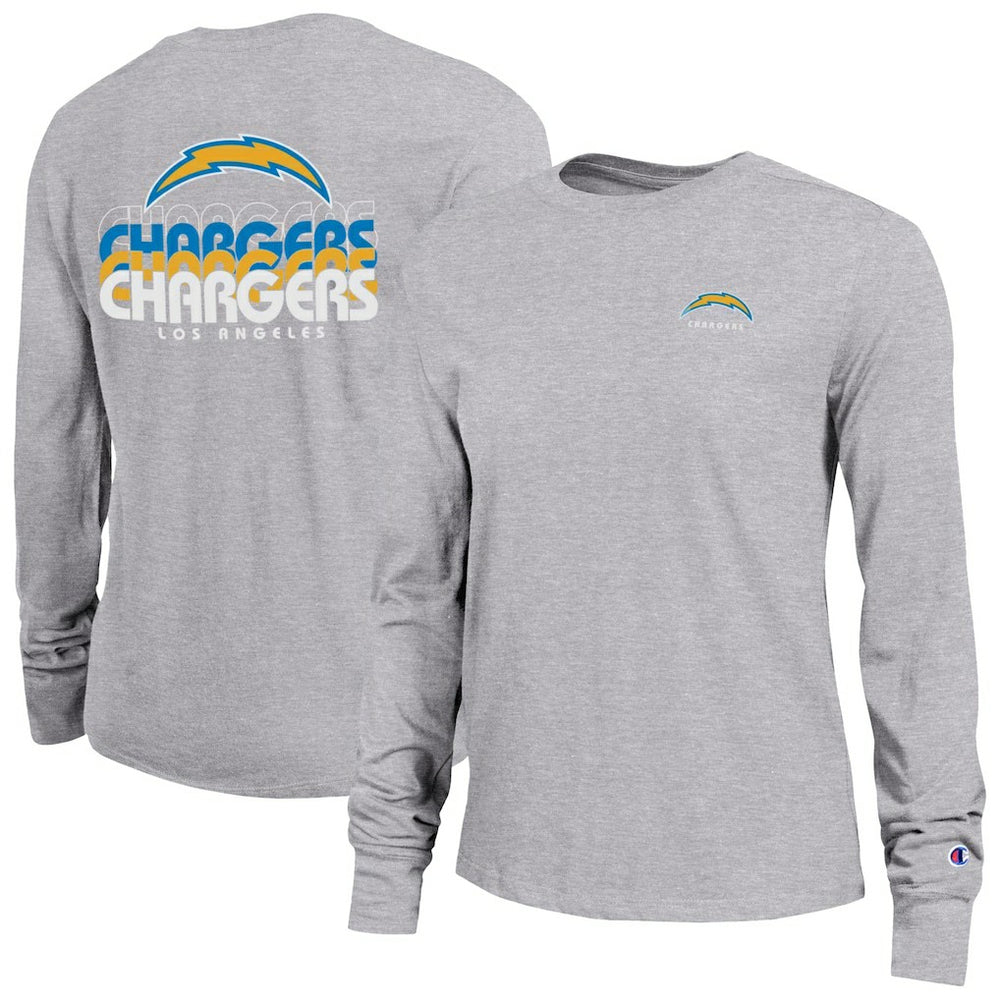Los Angeles Chargers Champion Women's Core Long-Sleeve T-Shirt - Heather Gray T-shirts