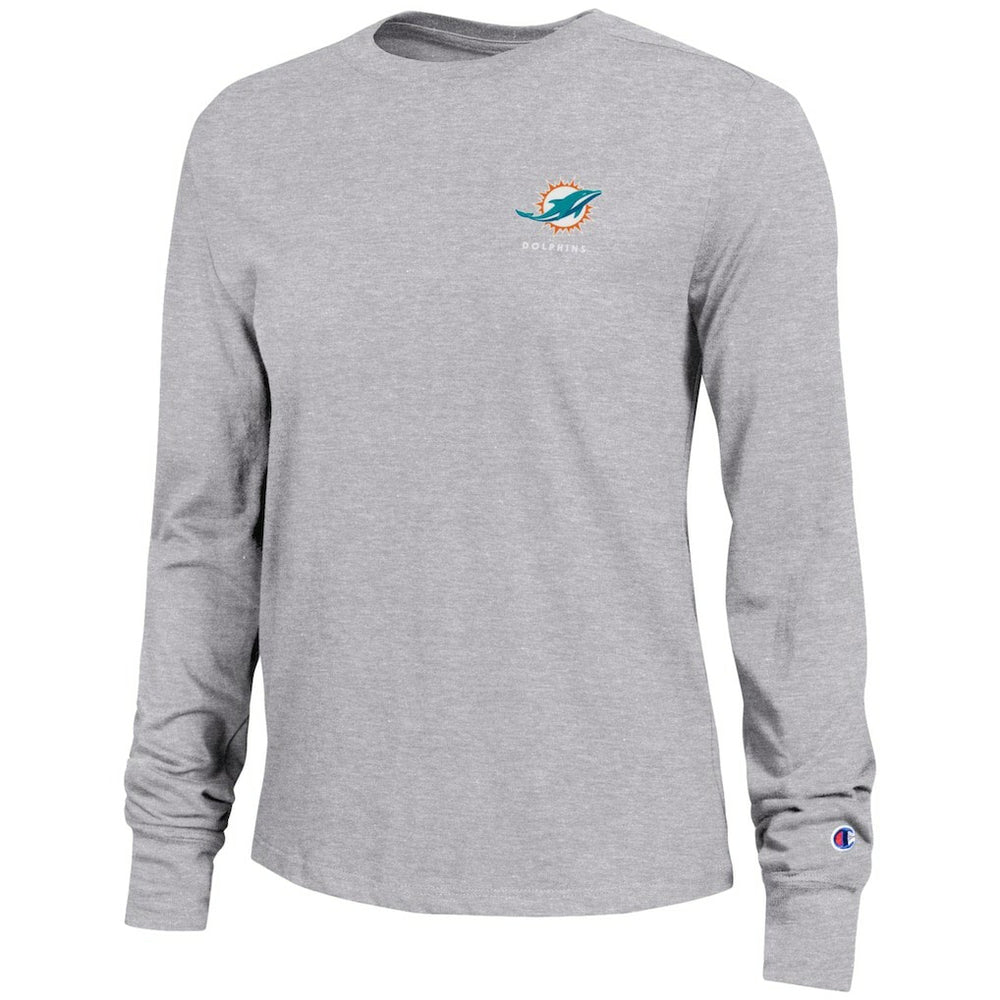 Miami Dolphins Champion Women's Core Long-Sleeve T-Shirt - Heather Gray T-shirts
