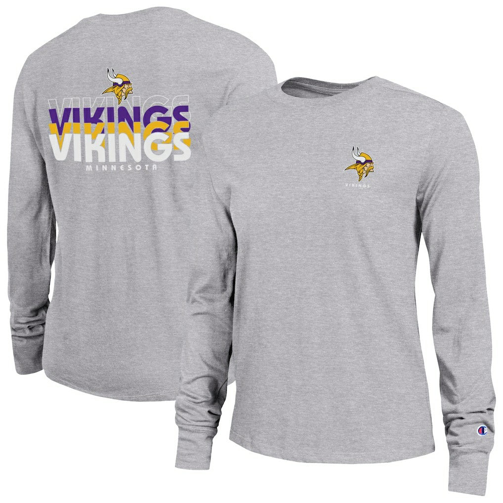 Minnesota Vikings Champion Women's Core Long-Sleeve T-Shirt - Heather Gray T-shirts