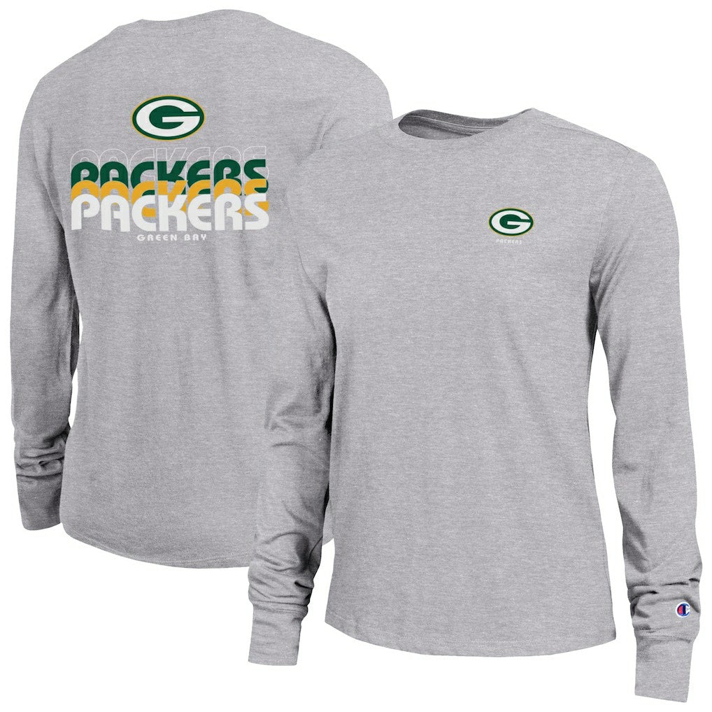 Green Bay Packers Champion Women's Core Long-Sleeve T-Shirt - Heather Gray T-shirts