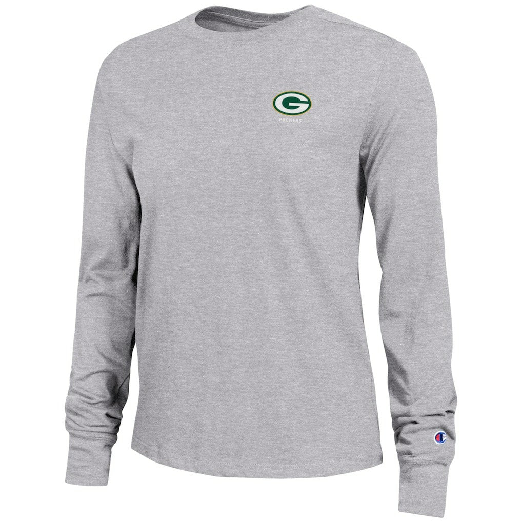 Green Bay Packers Champion Women's Core Long-Sleeve T-Shirt - Heather Gray T-shirts