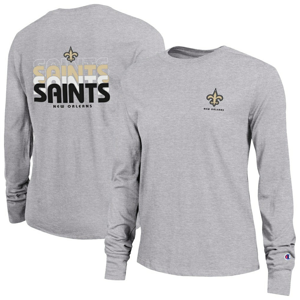 New Orleans Saints Champion Women's Core Long-Sleeve T-Shirt - Heather Gray T-shirts
