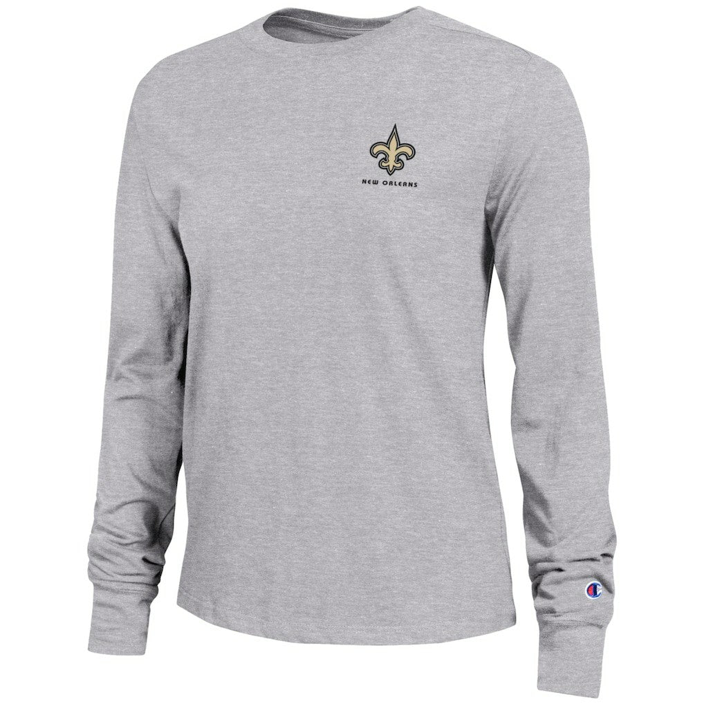 New Orleans Saints Champion Women's Core Long-Sleeve T-Shirt - Heather Gray T-shirts