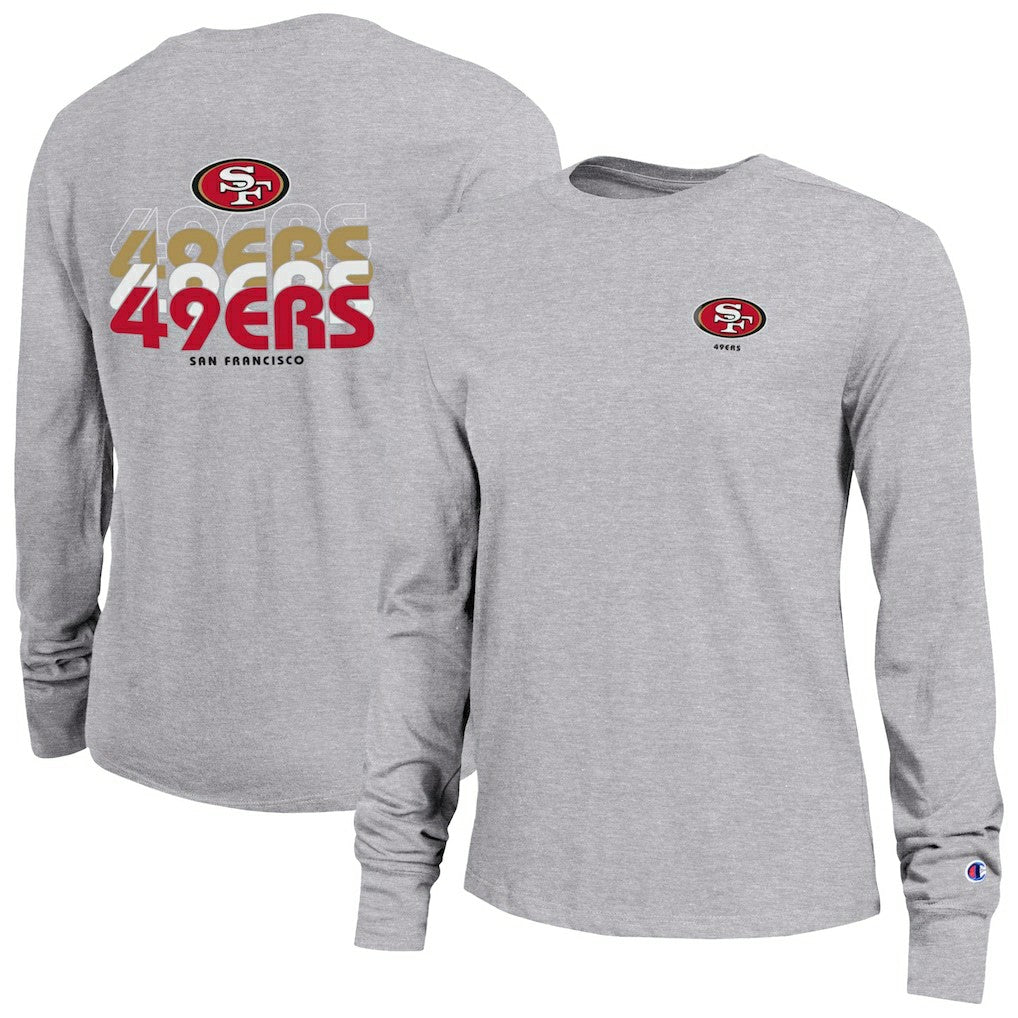 San Francisco 49ers Champion Women's Core Long-Sleeve T-Shirt - Heather Gray T-shirts