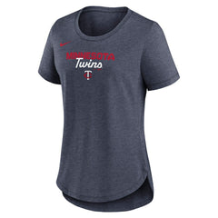 Minnesota Twins Nike Women's Arched Tri-Blend T-Shirt - Heather Navy T-shirts