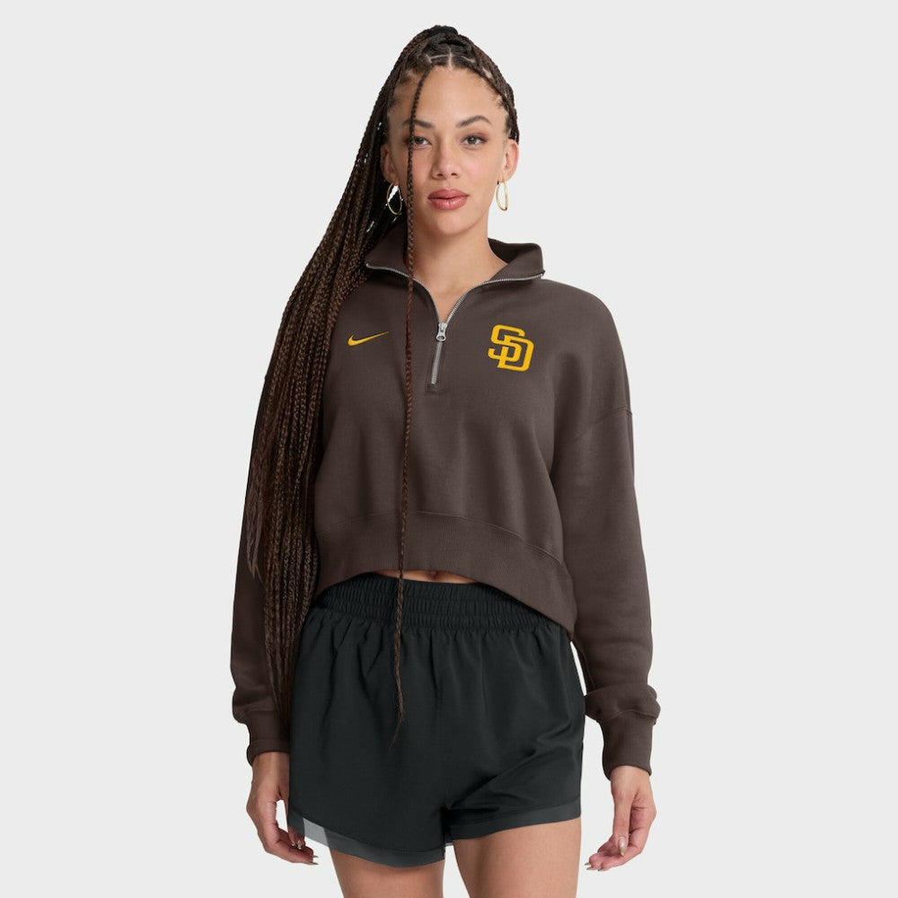 San Diego Padres Nike Women's Primetime Phoenix Fleece Half-Zip Sweatshirt - Brown Sweatshirts