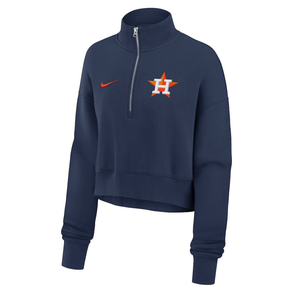 Houston Astros Nike Women's Primetime Phoenix Fleece Half-Zip Sweatshirt - Navy Sweatshirts