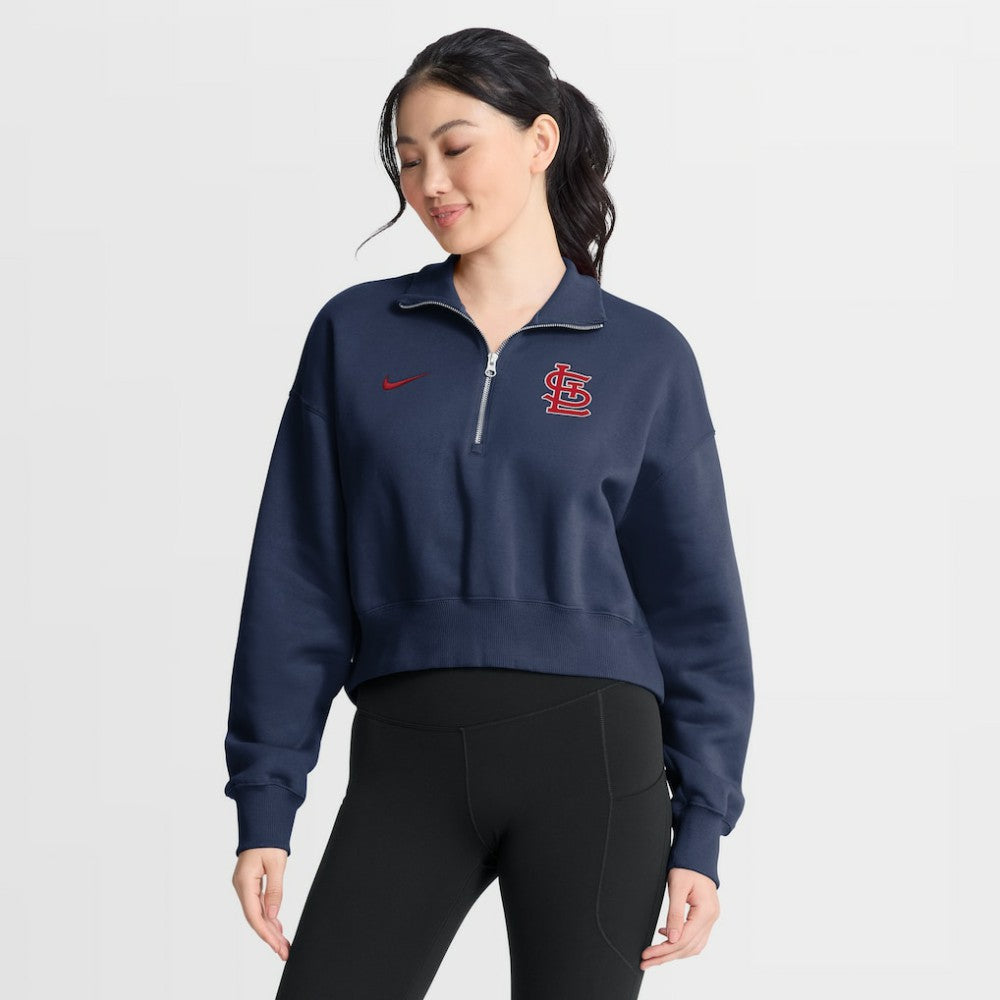 St. Louis Cardinals Nike Women's Primetime Phoenix Fleece Half-Zip Sweatshirt - Navy Sweatshirts