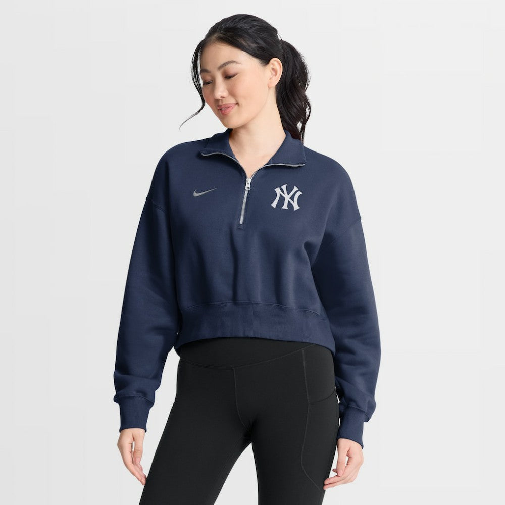 New York Yankees Nike Women's Primetime Phoenix Fleece Half-Zip Sweatshirt - Navy Sweatshirts