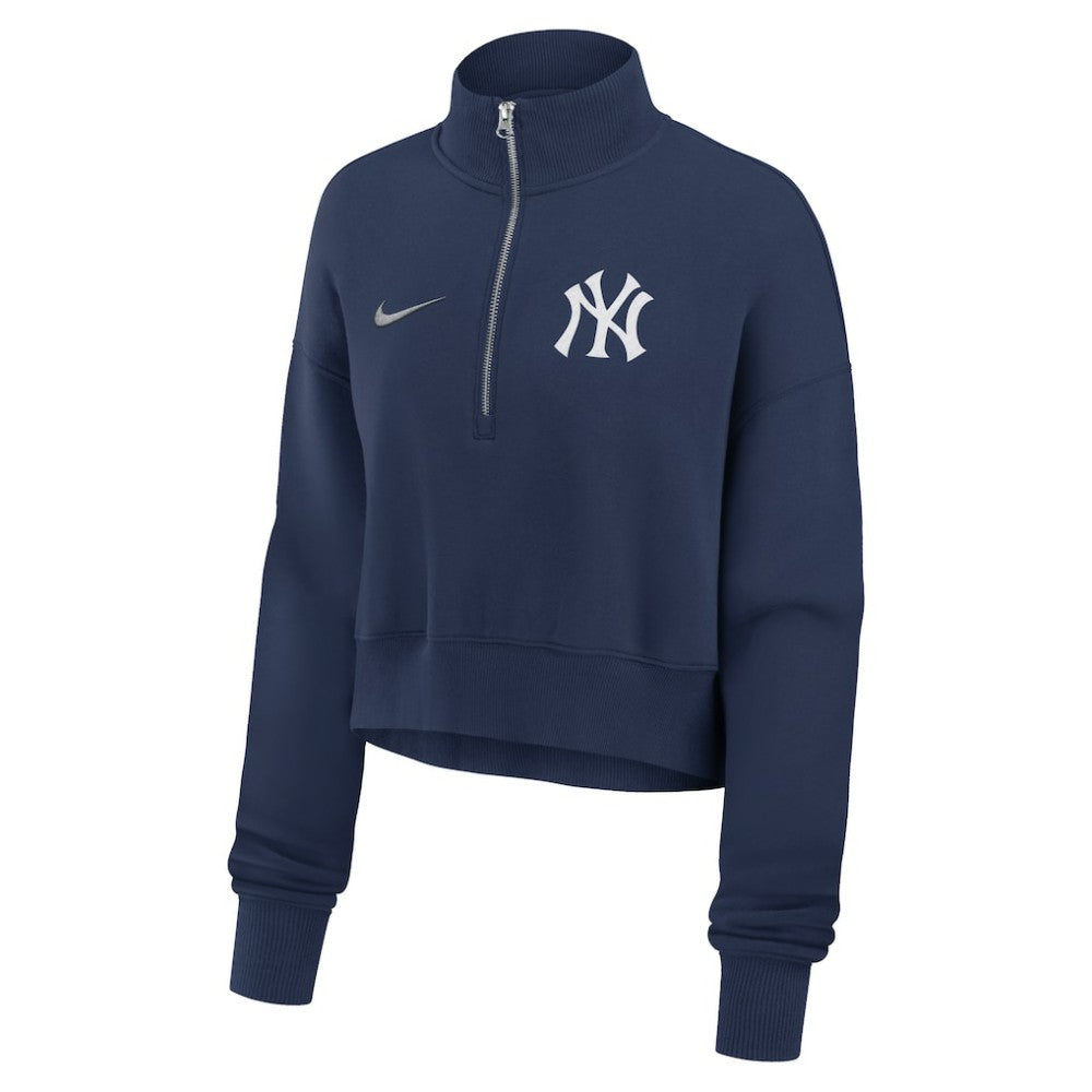 New York Yankees Nike Women's Primetime Phoenix Fleece Half-Zip Sweatshirt - Navy Sweatshirts