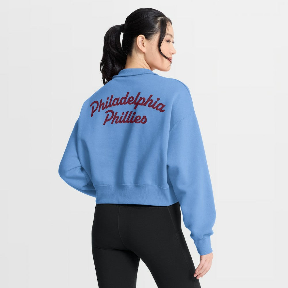 Philadelphia Phillies Nike Women's Primetime Phoenix Fleece Half-Zip Sweatshirt - Light Blue Sweatshirts