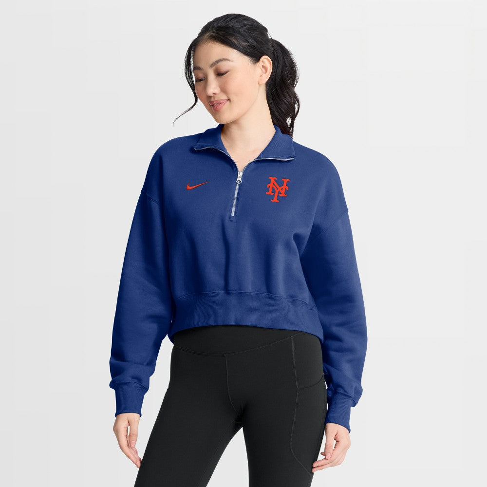 New York Mets Nike Women's Primetime Phoenix Fleece Half-Zip Sweatshirt - Royal Sweatshirts