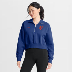 New York Mets Nike Women's Primetime Phoenix Fleece Half-Zip Sweatshirt - Royal Sweatshirts