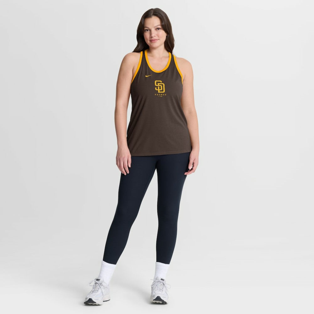 San Diego Padres Nike Women's Tri-Blend Dri-FIT Racerback Tank Top - Brown Tanks
