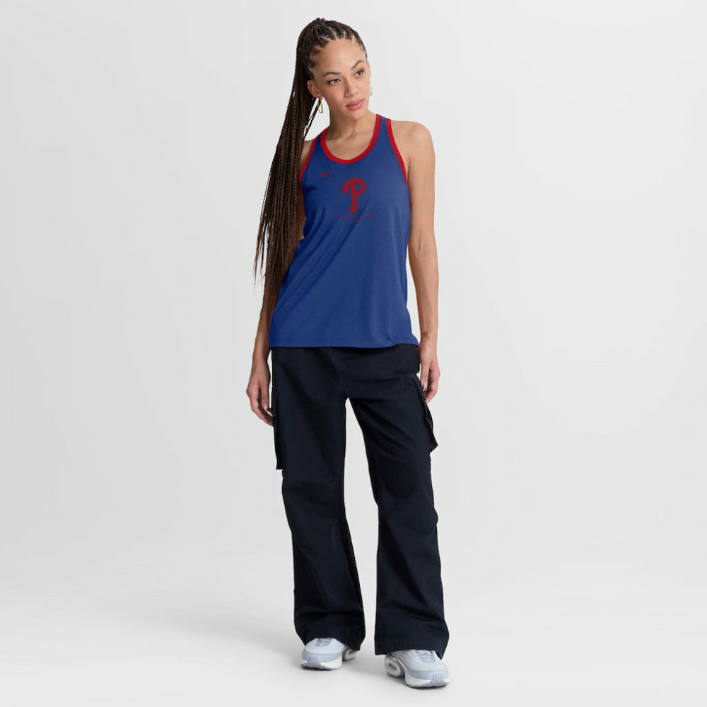 Philadelphia Phillies Nike Women's Tri-Blend Dri-FIT Racerback Tank Top - Royal Tanks