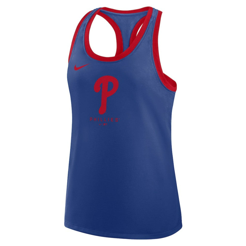Philadelphia Phillies Nike Women's Tri-Blend Dri-FIT Racerback Tank Top - Royal Tanks