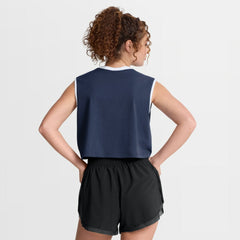 Atlanta Braves Nike Women's Primetime Loose Dri-FIT Cropped Tank Top - Navy Tanks