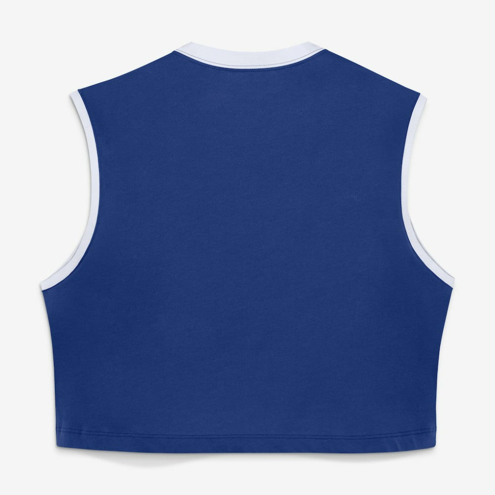 Los Angeles Dodgers Nike Women's Primetime Loose Dri-FIT Cropped Tank Top - Royal Tanks