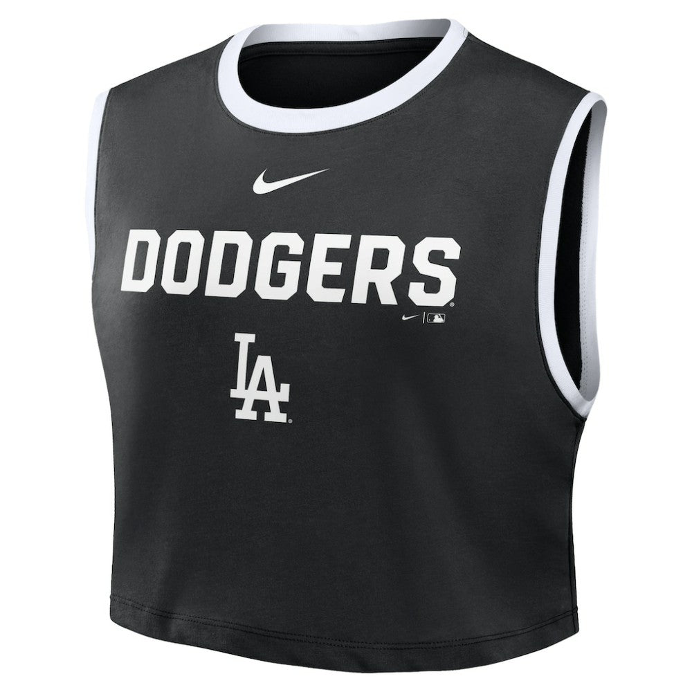 Los Angeles Dodgers Nike Women's Primetime Loose Dri-FIT Cropped Tank Top - Black Tanks