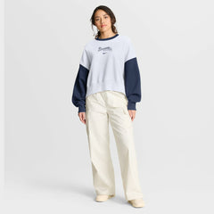 Atlanta Braves Nike Women's Oversized High Hip Fleece Sweatshirt - White/Navy Sweatshirts