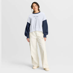 Boston Red Sox Nike Women's Oversized High Hip Fleece Sweatshirt - White/Navy Sweatshirts
