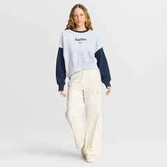 Cleveland Guardians Nike Women's Oversized High Hip Fleece Sweatshirt - White/Navy Sweatshirts