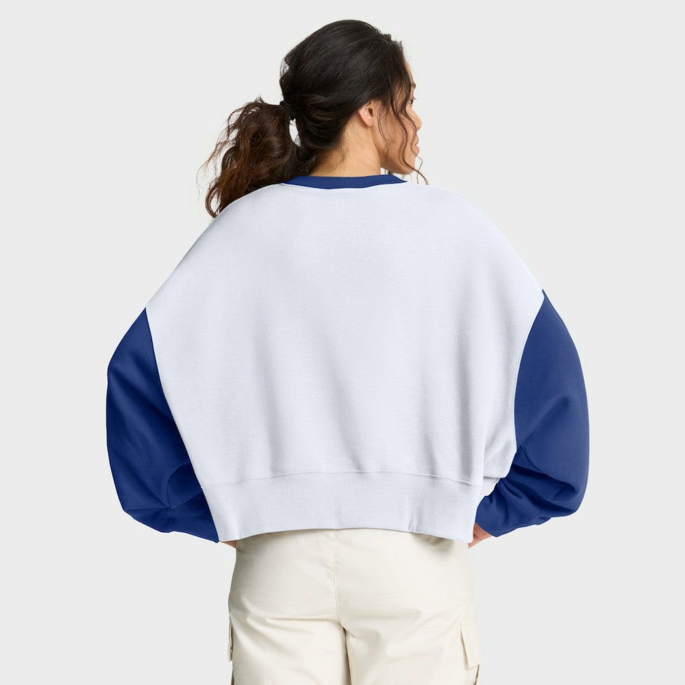 Chicago Cubs Nike Women's Oversized High Hip Fleece Sweatshirt - White/Royal Sweatshirts