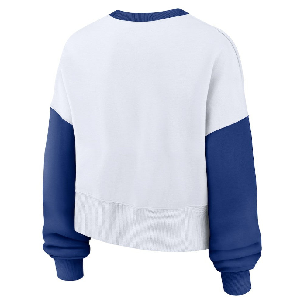 Chicago Cubs Nike Women's Oversized High Hip Fleece Sweatshirt - White/Royal Sweatshirts