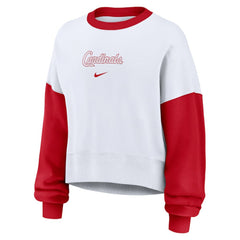 St. Louis Cardinals Nike Women's Oversized High Hip Fleece Sweatshirt - White/Red Sweatshirts
