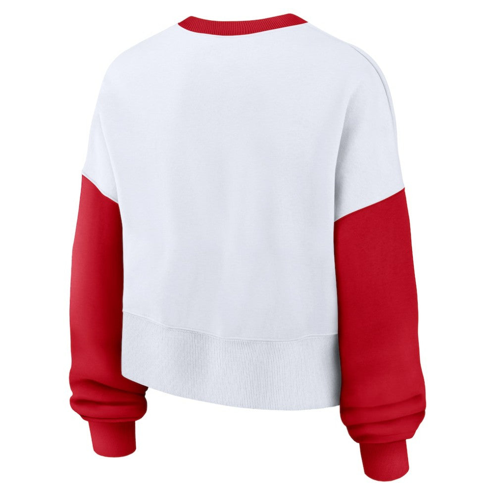 St. Louis Cardinals Nike Women's Oversized High Hip Fleece Sweatshirt - White/Red Sweatshirts