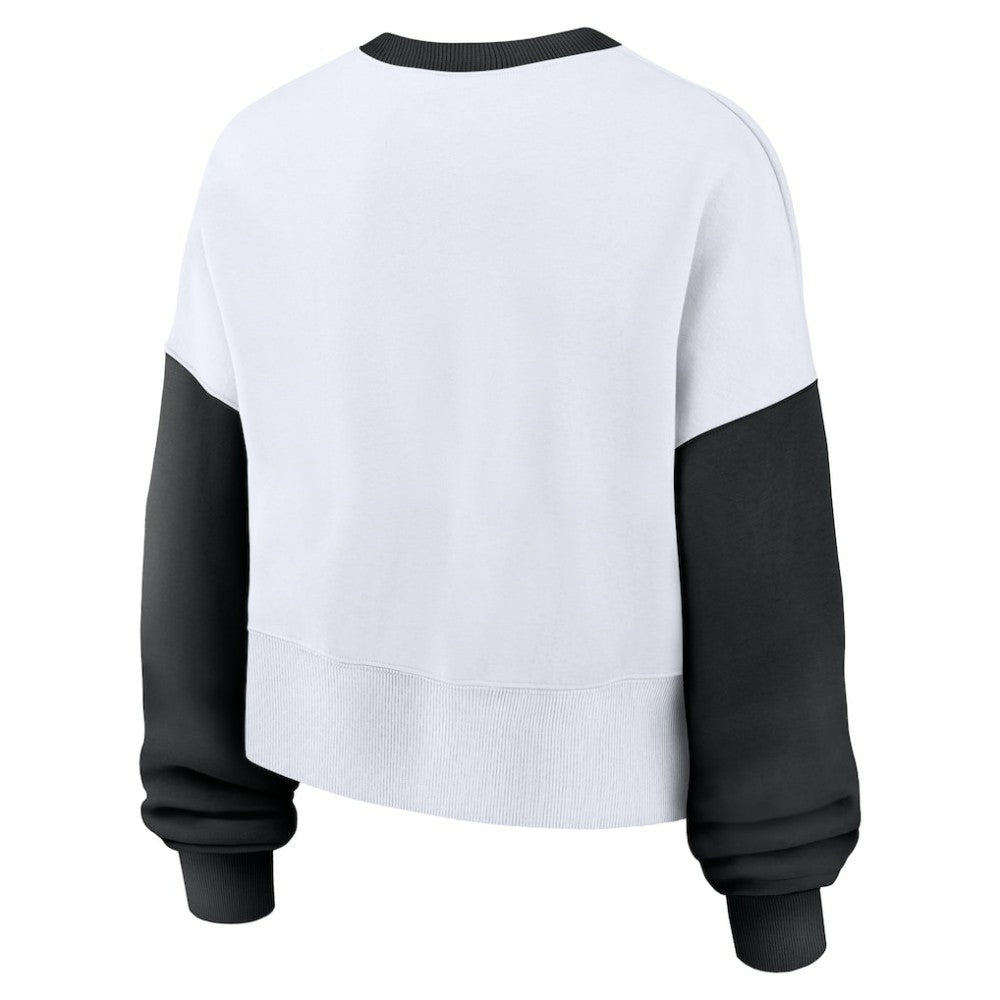 Baltimore Orioles Nike Women's Oversized High Hip Fleece Sweatshirt - White/Black Sweatshirts