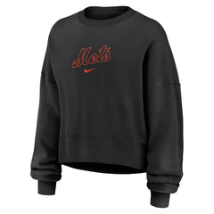 New York Mets Nike Women's Oversized Primetime Sweatshirt - Black Sweatshirts