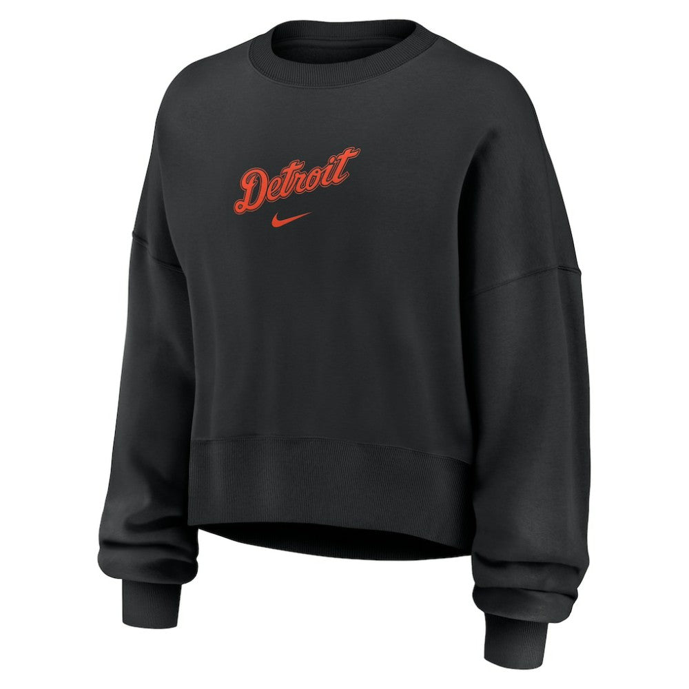 Detroit Tigers Nike Women's Oversized Primetime Sweatshirt - Black Sweatshirts