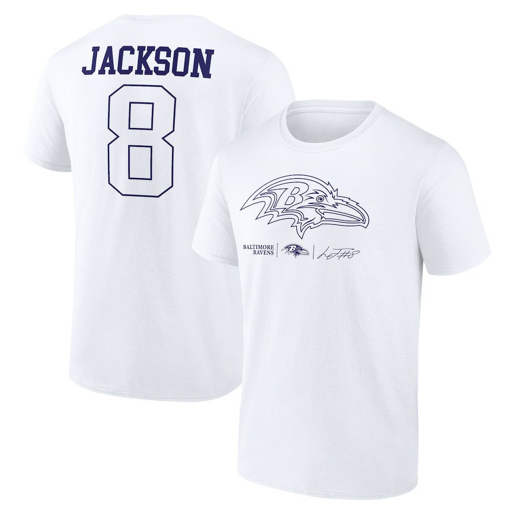 Lamar Jackson Baltimore Ravens Tonal Name & Number T-Shirt - White T-shirts