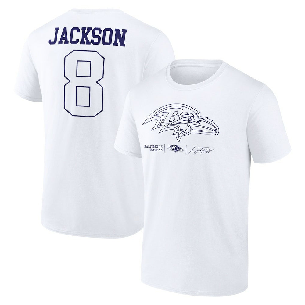 Lamar Jackson Baltimore Ravens Tonal Name & Number T-Shirt - White T-shirts