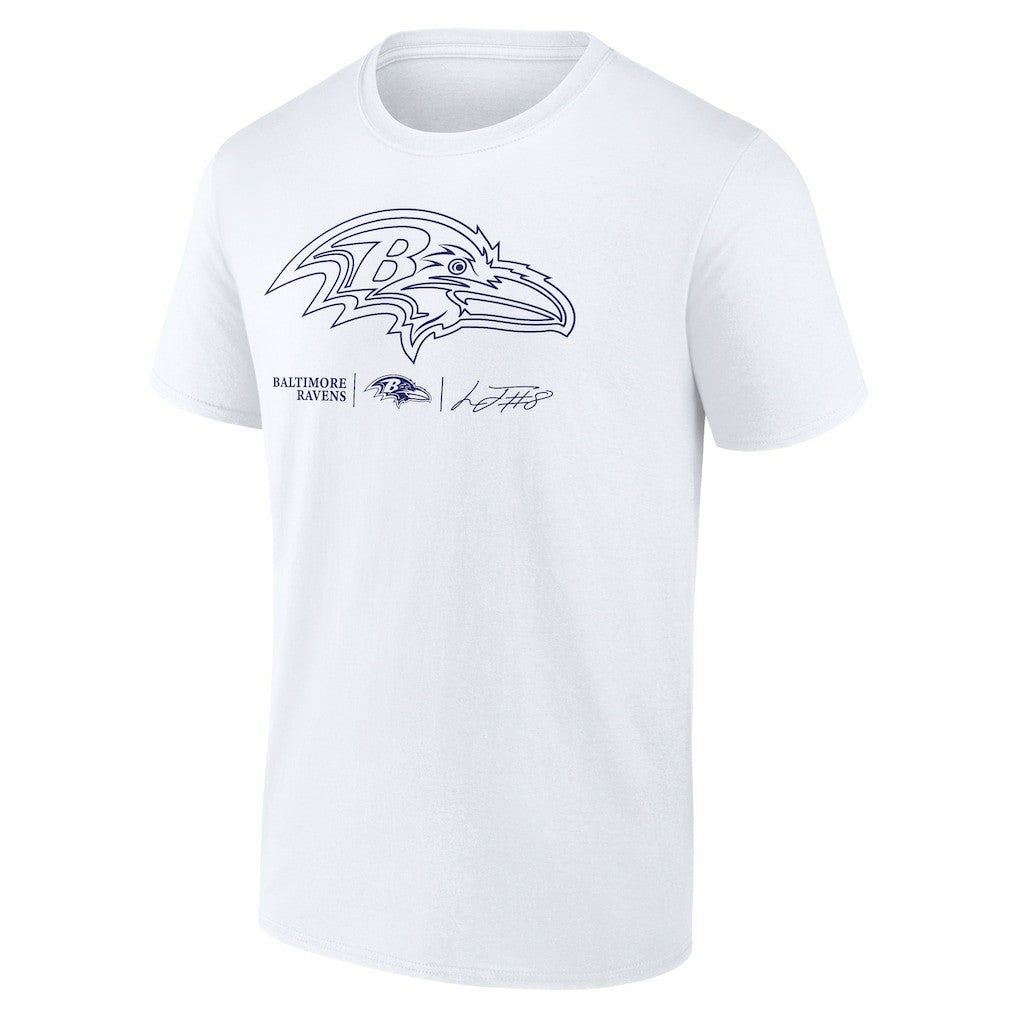 Lamar Jackson Baltimore Ravens Tonal Name & Number T-Shirt - White T-shirts