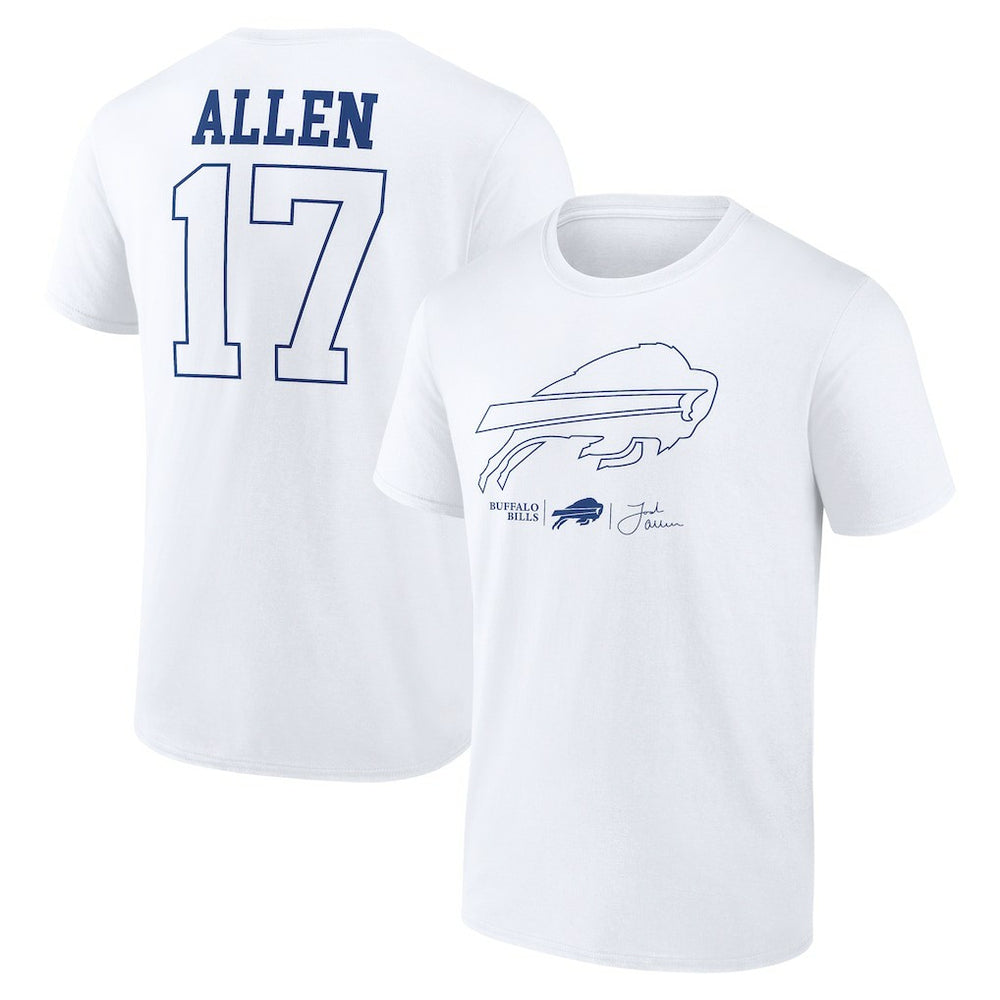 Josh Allen Buffalo Bills Tonal Name & Number T-Shirt - White T-shirts
