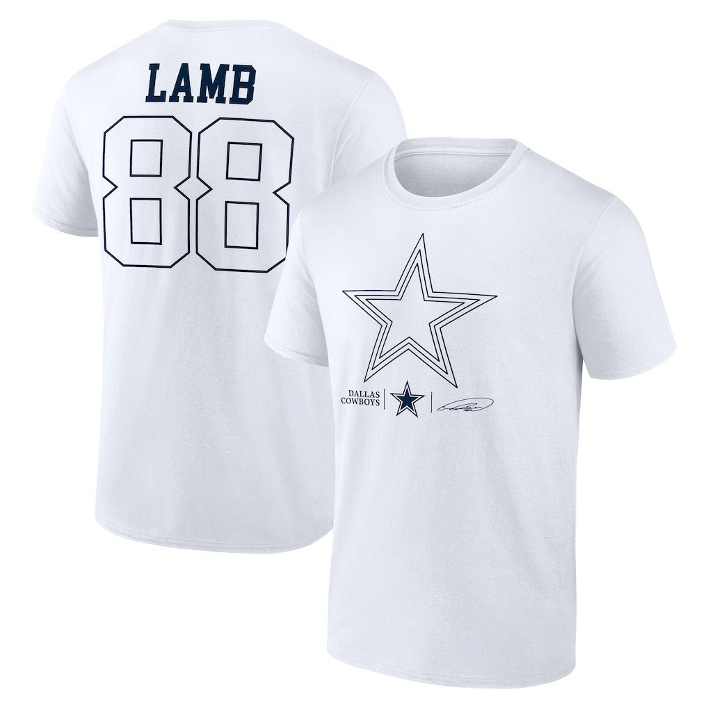 CeeDee Lamb Dallas Cowboys Tonal Name & Number T-Shirt - White T-shirts