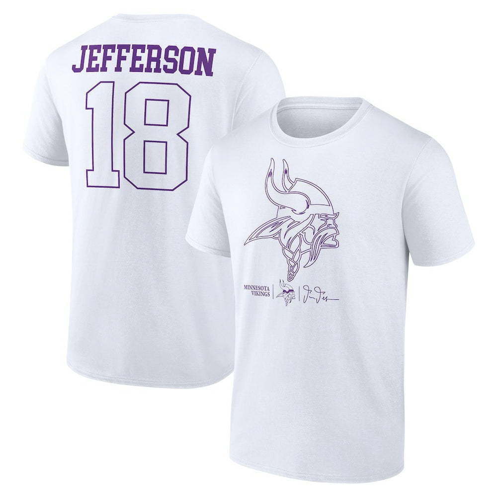 Justin Jefferson Minnesota Vikings Tonal Name & Number T-Shirt - White T-shirts