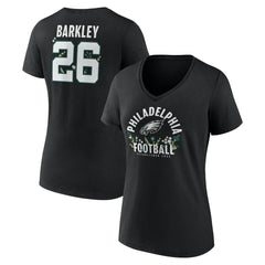 Saquon Barkley Philadelphia Eagles Women's Floral Name & Number V-Neck T-Shirt - Black T-shirts