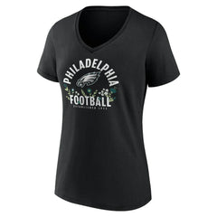 Saquon Barkley Philadelphia Eagles Women's Floral Name & Number V-Neck T-Shirt - Black T-shirts