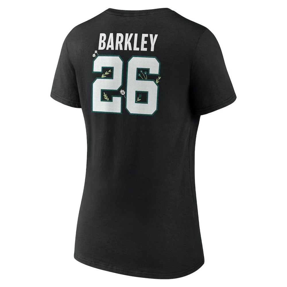 Saquon Barkley Philadelphia Eagles Women's Floral Name & Number V-Neck T-Shirt - Black T-shirts