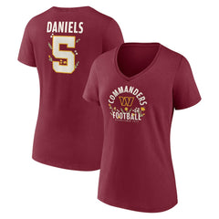 Jayden Daniels Washington Commanders Women's Floral Name & Number V-Neck T-Shirt - Garnet T-shirts