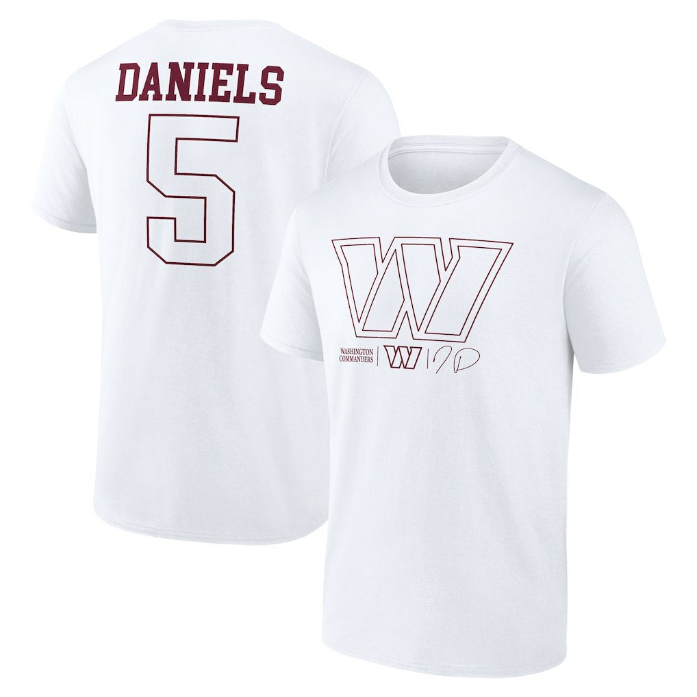 Jayden Daniels Washington Commanders Tonal Name & Number T-Shirt - White T-shirts
